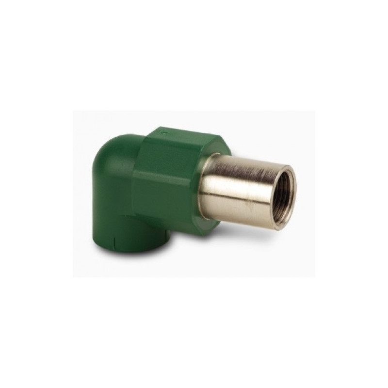 CODO 90 FUSION ROSCA METAL HEMBRA VERDE M 20 X 1/2" LARGA