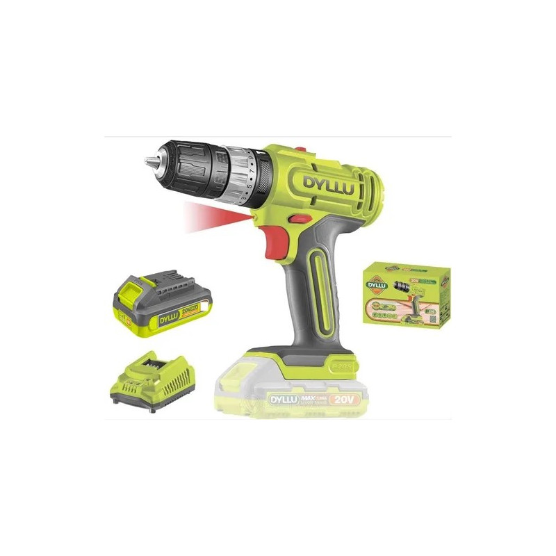 TALADRO INALAMBRICO DYLLU 20V PERC DTCDP521 (CARG + 1 BAT)