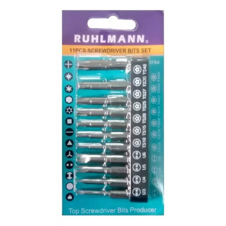 JUEGO DE PUNTAS RUHLMANN E.1/4" U/TORX 11PZS RU25061