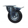 RUEDA CHAPA Y GOMA RODILLOS 100MM GIRATORIA C/ BASE Y FRENO 4012