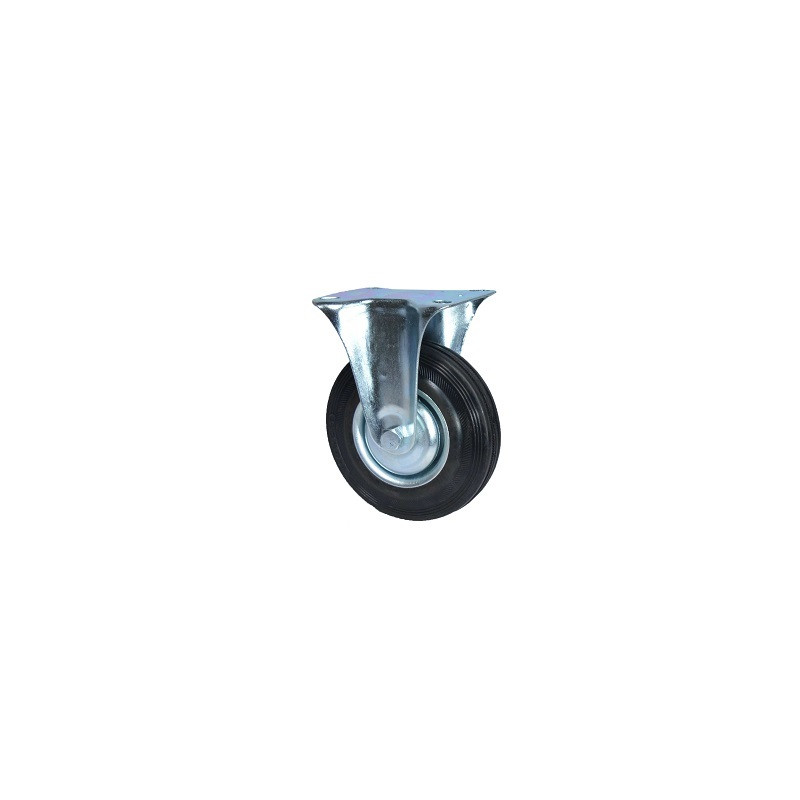RUEDA CHAPA Y GOMA RODILLOS  85MM FIJA C/BASE 4016