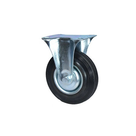 RUEDA CHAPA Y GOMA RODILLOS  85MM FIJA C/BASE 4016