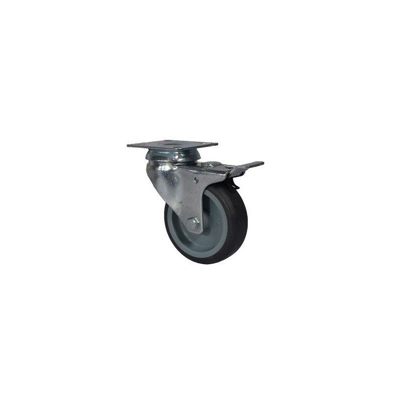 RUEDA PPL Y GOMA GRIS  50X20 GIR C/BASE Y FRENO HC210BPGG