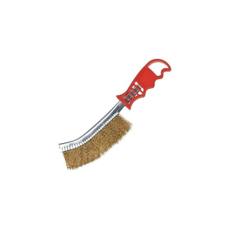 CEPILLO DE ACERO CURVO BRONCEADO MANGO PLASTICO MOTA