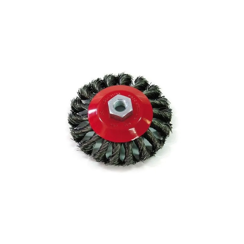 CEPILLO DE ACERO PARA AMOLADORAS FPL CONICO TRENZADO TUERCA M14  96MM C1005