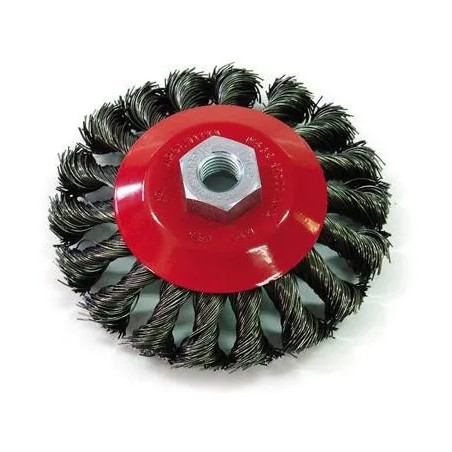 CEPILLO DE ACERO PARA AMOLADORAS FPL CONICO TRENZADO TUERCA M14  96MM C1005