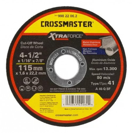 DISCO CORTE CROSSMASTER 4.5" X 1.60  9982206.2