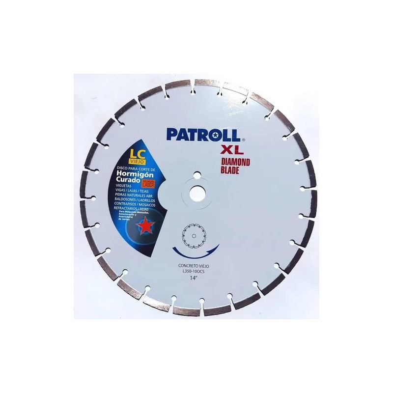 DISCO DIAMANTADO PATROLL GRIS LASER C.V 16"  L400-10OCS
