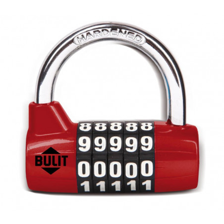 CANDADO BULIT COMBINACION ALTA SEGURIDAD 65 MM ROJO