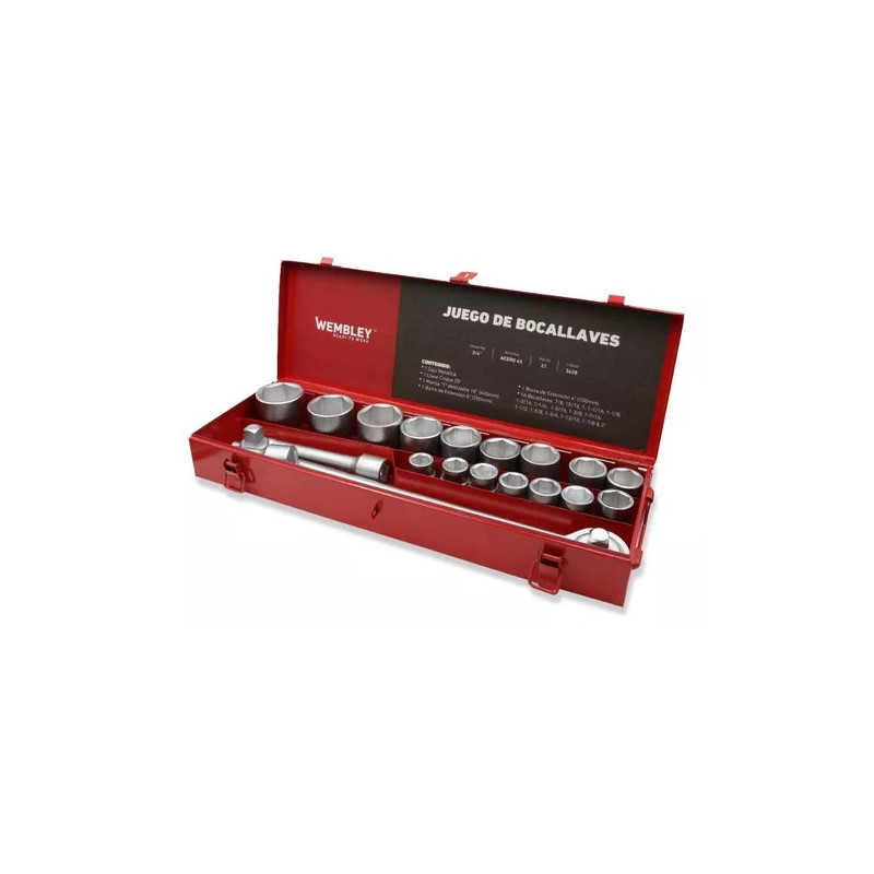 JUEGO BOCALLAVES WEMBLEY E.3/4" 21PZS MM   180