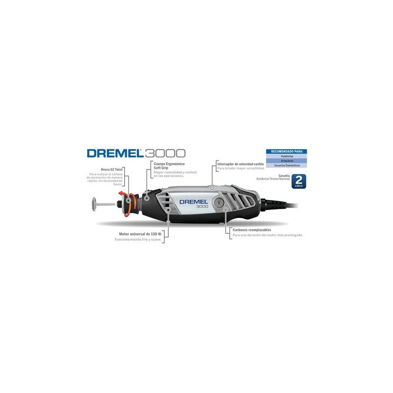TORNO MANUAL DREMEL 3000 KIT C/10 ACC