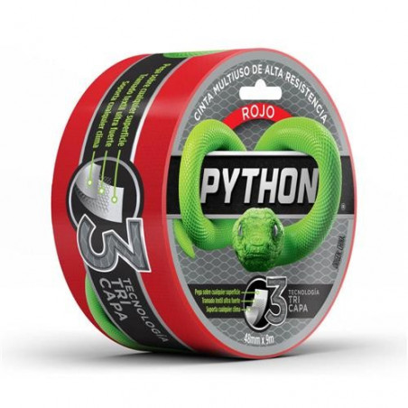 CINTA DUCT TAPE PYTHON 48MM X 9 MTS ROJA