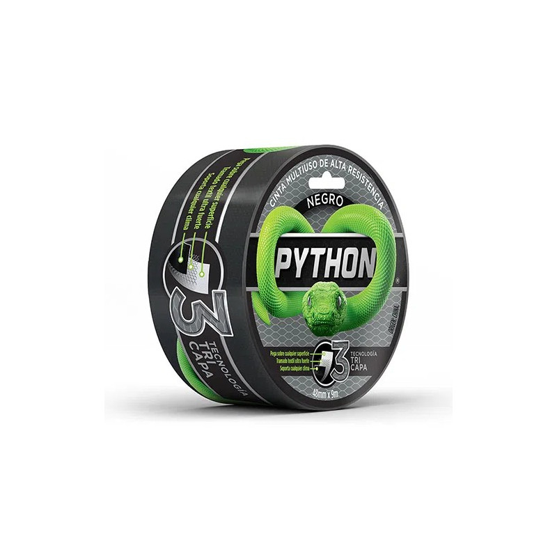 CINTA DUCT TAPE PYTHON 48MM X 9 MTS NEGRO