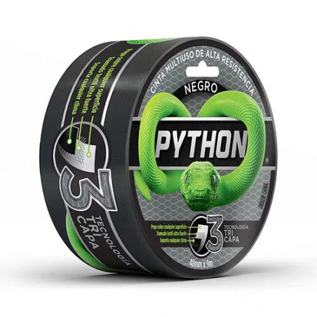 CINTA DUCT TAPE PYTHON 48MM X 9 MTS NEGRO