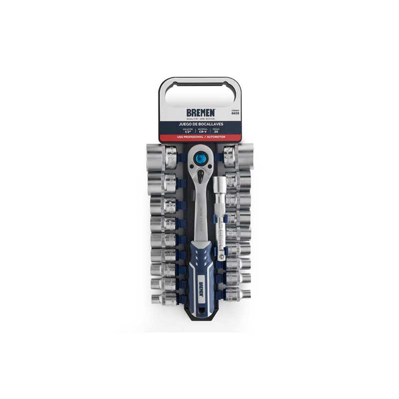 JUEGO BOCALLAVES BREMEN E.1/2" HEX PORTATIL MM 20PZS 6659