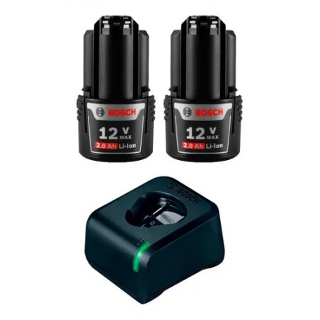 KIT BOSCH CARGADOR + 2 BATERIA 12V - 2.0AH
