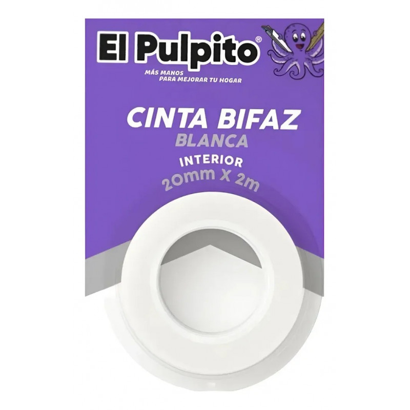 CINTA DOBLE FAZ EL PULPITO BLANCA ESPUMA 2 MT