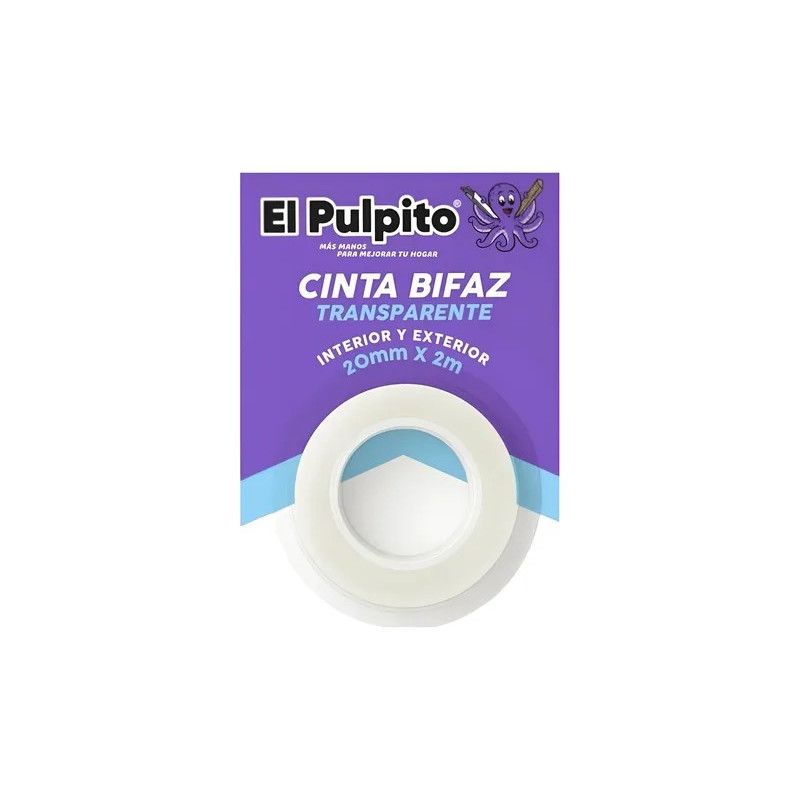 CINTA DOBLE FAZ EL PULPITO TRANSPARENTE ACRILICA 2 MT