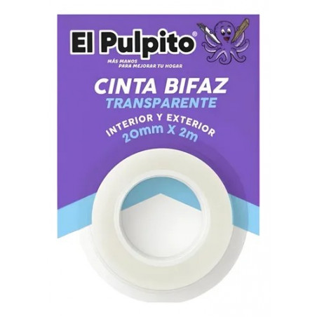 CINTA DOBLE FAZ EL PULPITO TRANSPARENTE ACRILICA 2 MT
