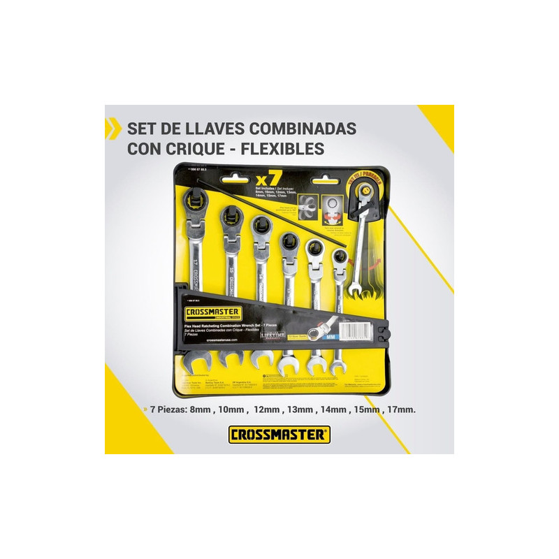 LLAVE COMBINADA CROSSMASTER JUEGO CRIQUE ARTICULADA 7 PZS 9966788.5