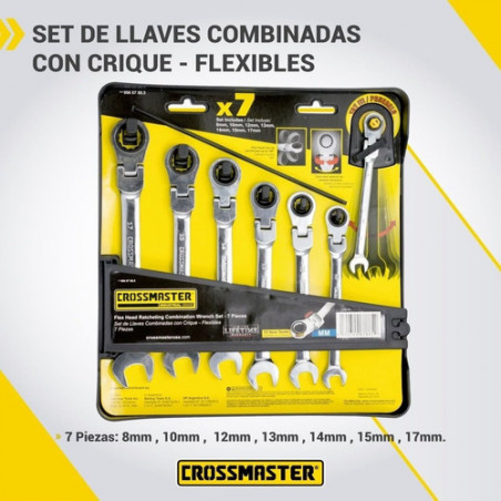 LLAVE COMBINADA CROSSMASTER JUEGO CRIQUE ARTICULADA 7 PZS 9966788.5