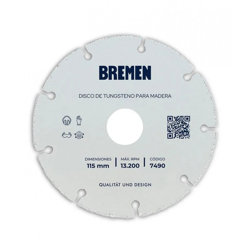 DISCO DE TUNGSTENO PARA CORTE DE MADERA 115MM BREMEN 7490