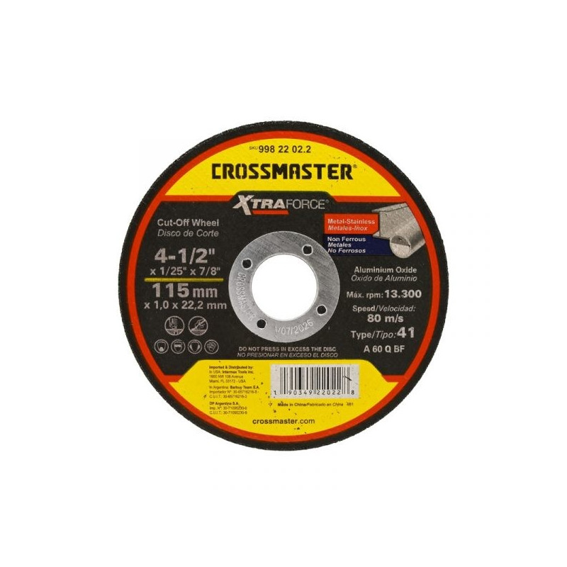 DISCO CROSSMASTER CORTE O/A 4.5" X 1.00  9982202.2