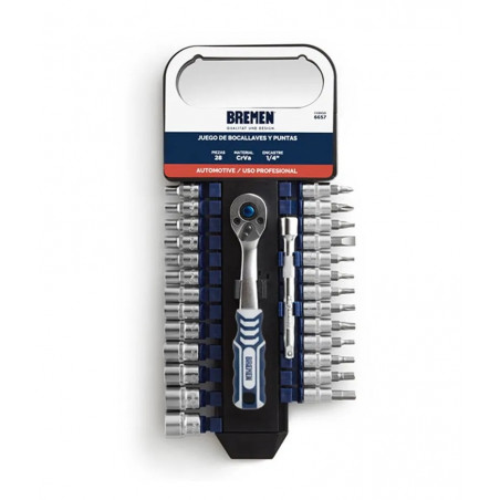 JUEGO BOCALLAVES BREMEN E.1/4" HEX/TORX/PH/ST PORTATIL 28PZS 6657