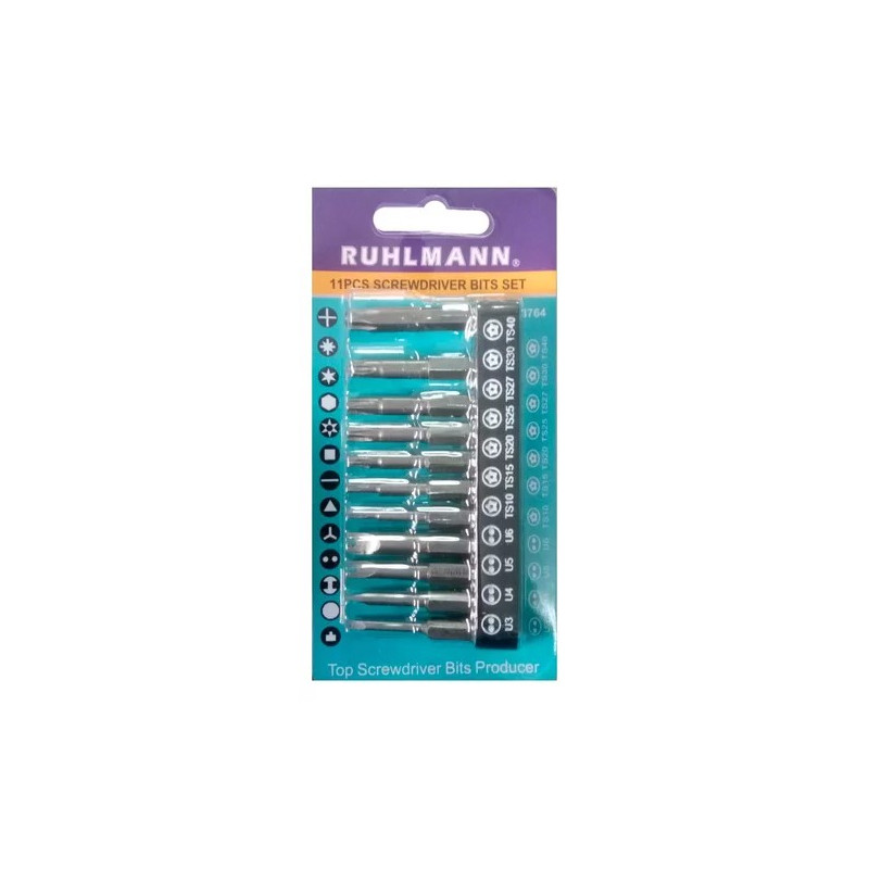 JUEGO DE PUNTAS RUHLMANN E.1/4" U/TORX 11PZS RU25061