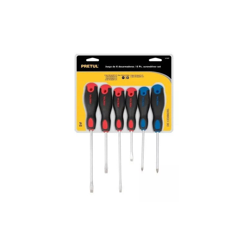 DESTORNILLADOR PRETUL CONFORT GRIP JUEGO X 6 PZS  20220